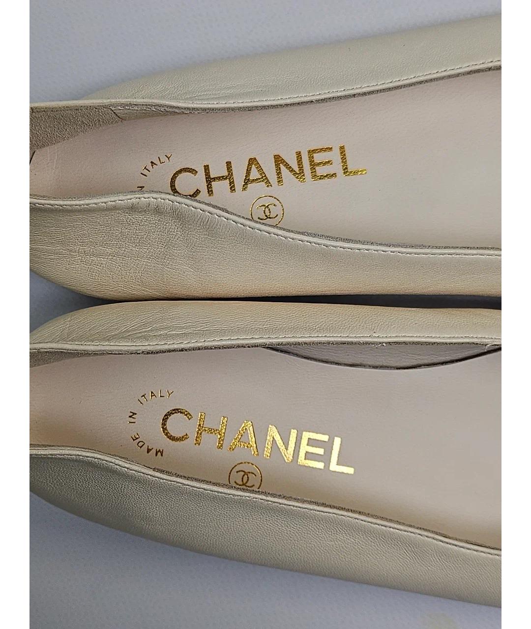 CHANEL Белые кожаные балетки, фото 7