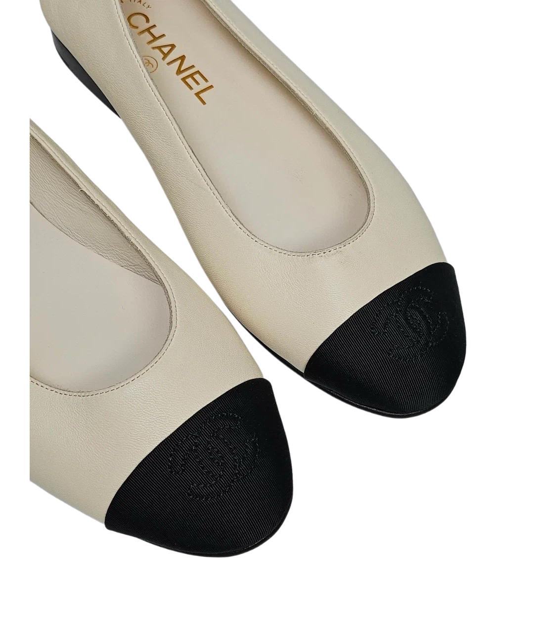 CHANEL Белые кожаные балетки, фото 4