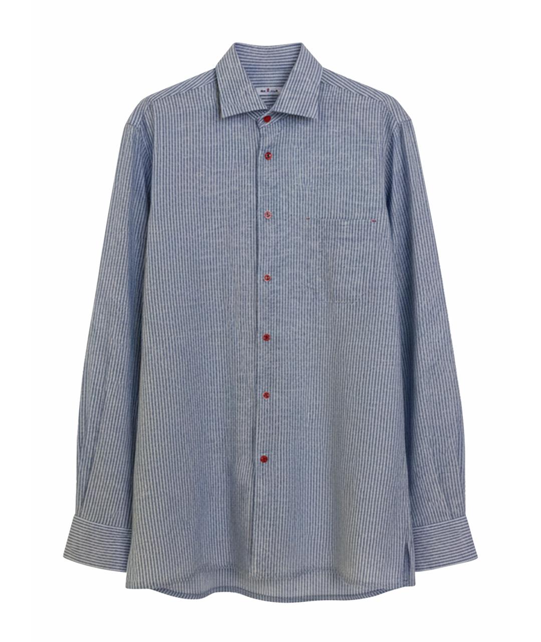 KITON Синяя льняная классическая рубашка, фото 1