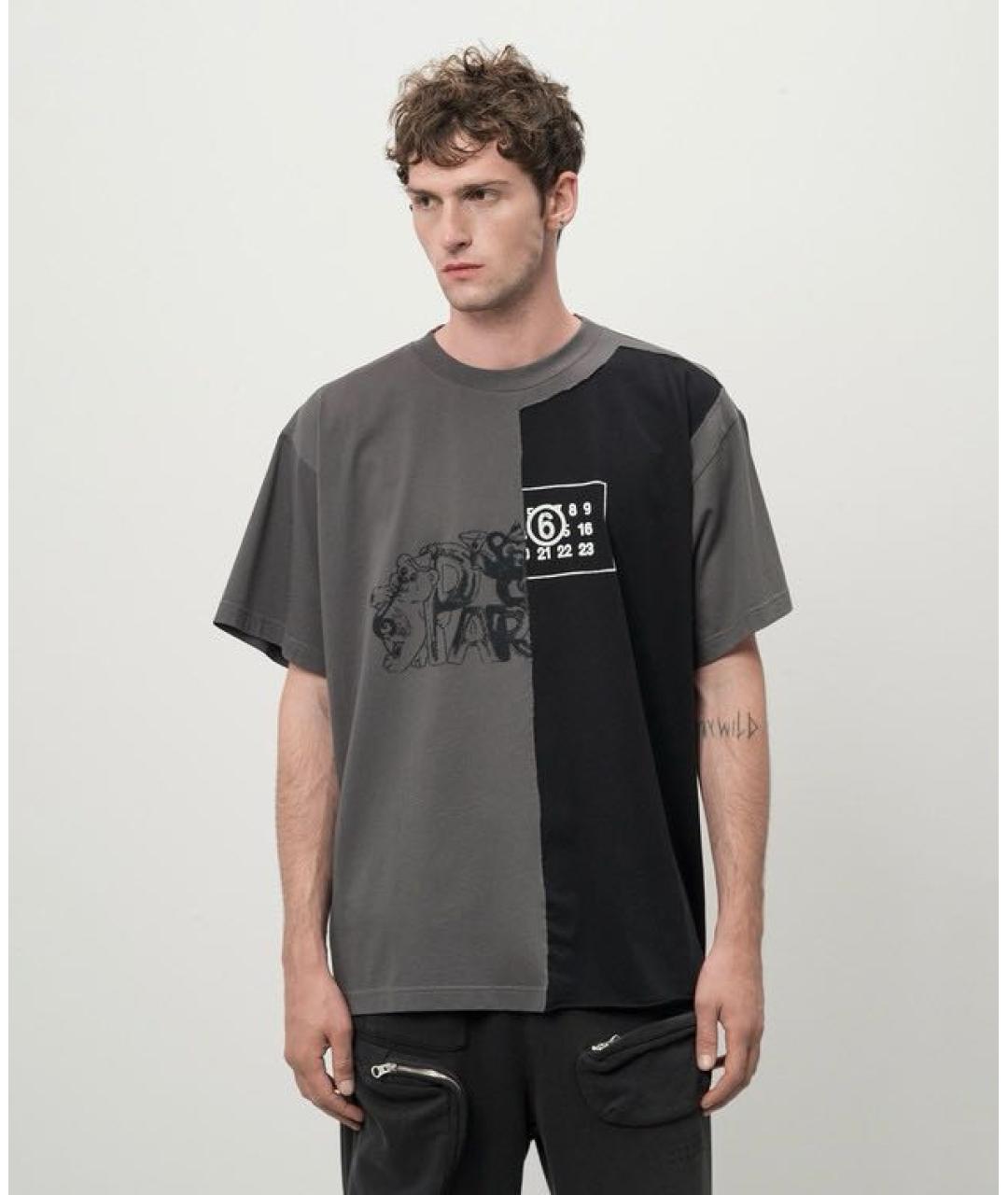 MM6 MAISON MARGIELA Серая хлопковая футболка, фото 7