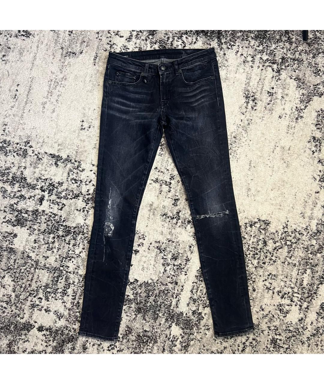 R13 Антрацитовые джинсы слим, фото 9