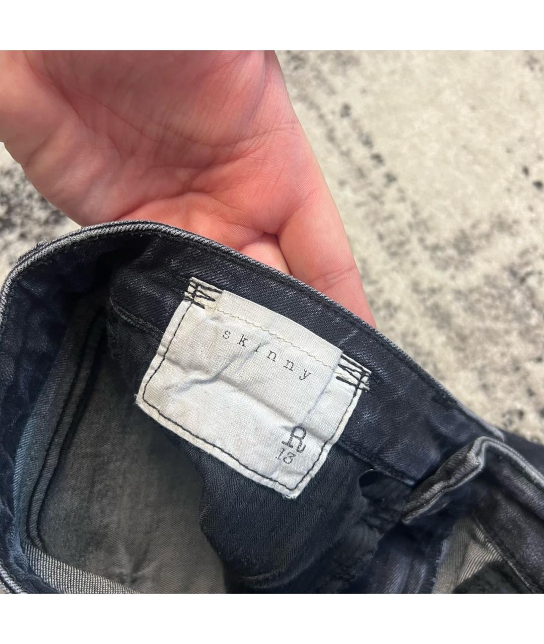 R13 Антрацитовые джинсы слим, фото 5