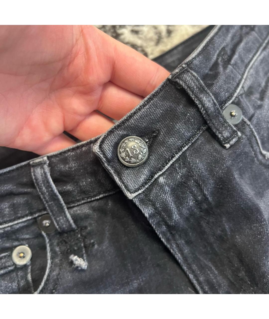 R13 Антрацитовые джинсы слим, фото 4