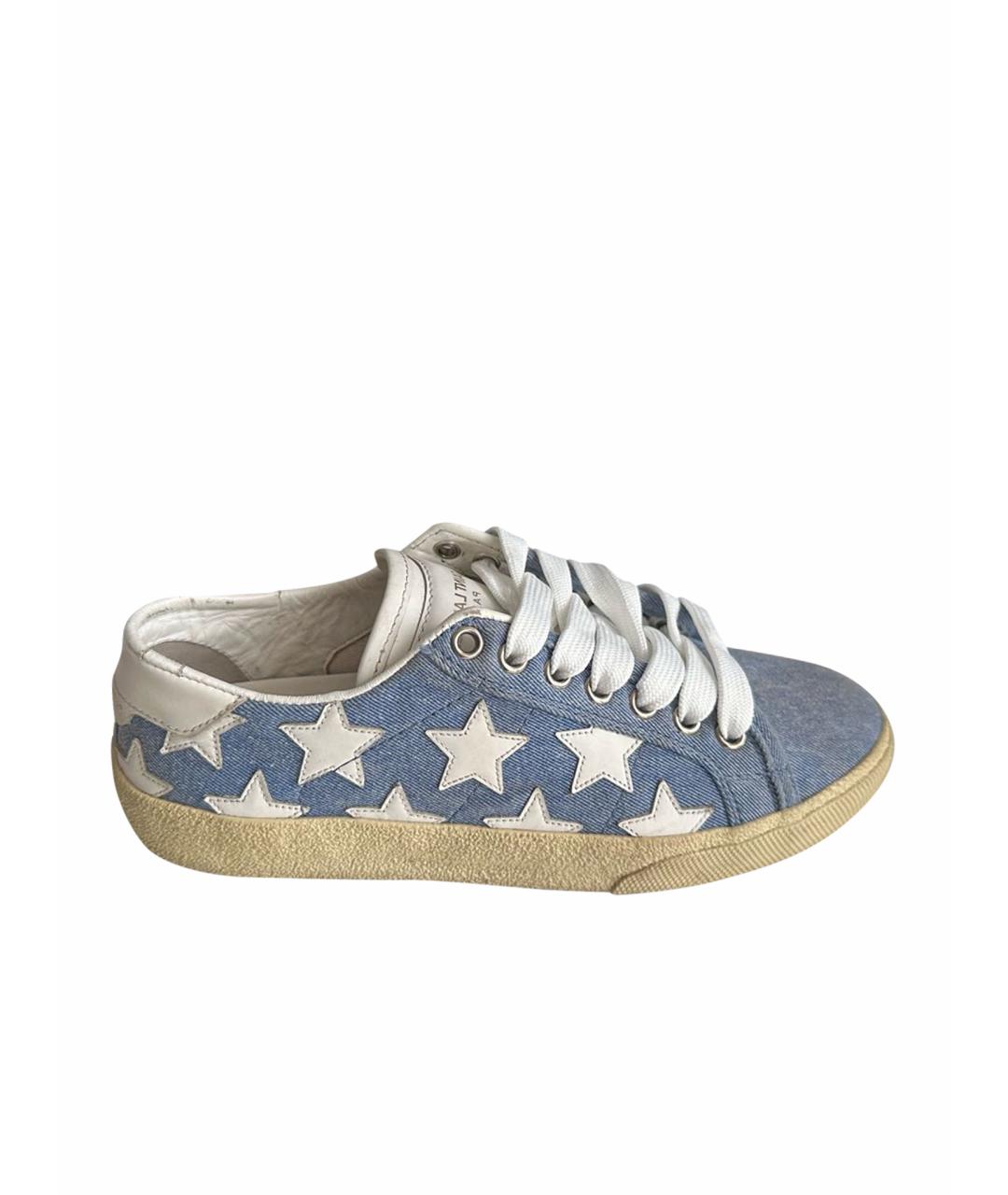 SAINT LAURENT Голубые текстильные кеды, фото 1