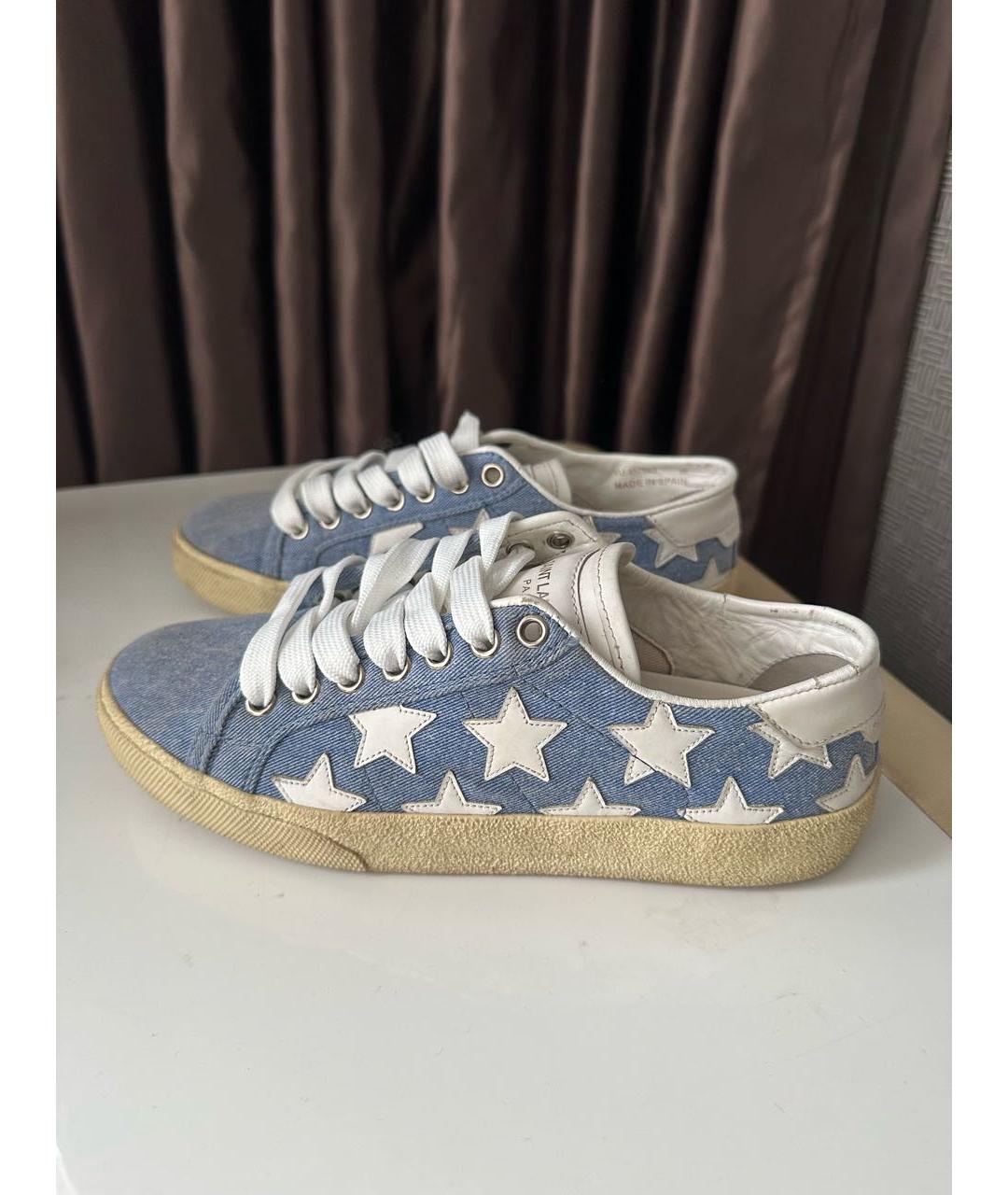 SAINT LAURENT Голубые текстильные кеды, фото 7