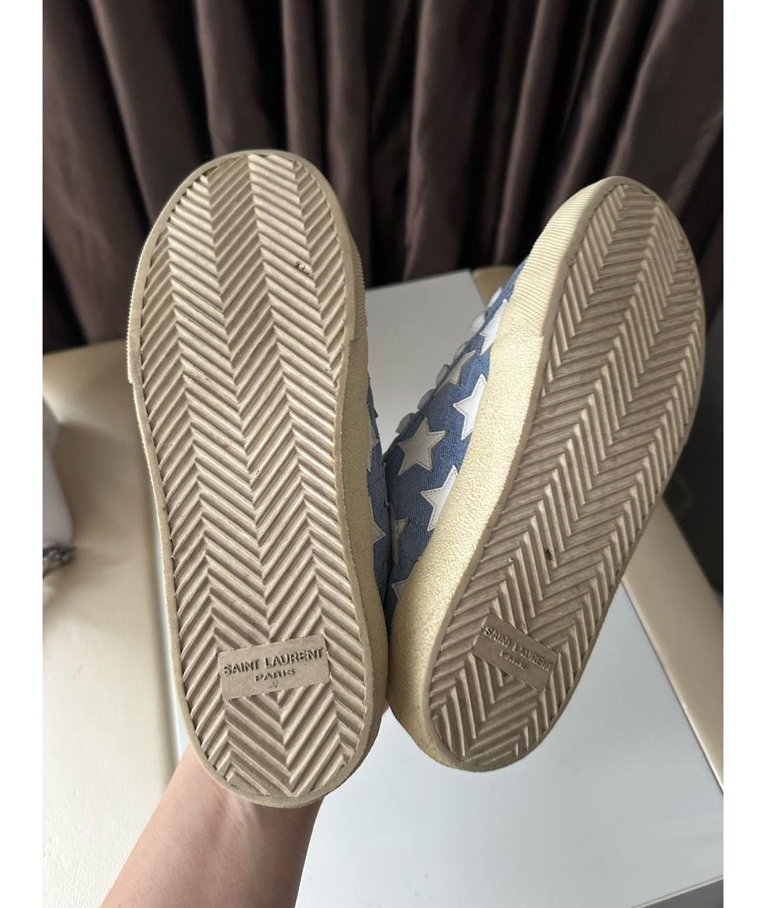 SAINT LAURENT Голубые текстильные кеды, фото 5