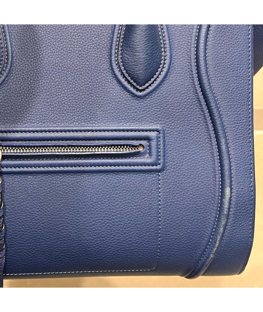 CELINE Темно-синяя кожаная сумка тоут, фото 8