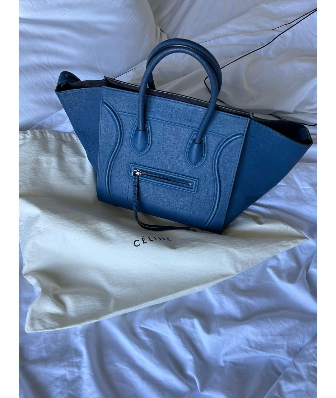 CELINE Темно-синяя кожаная сумка тоут, фото 2