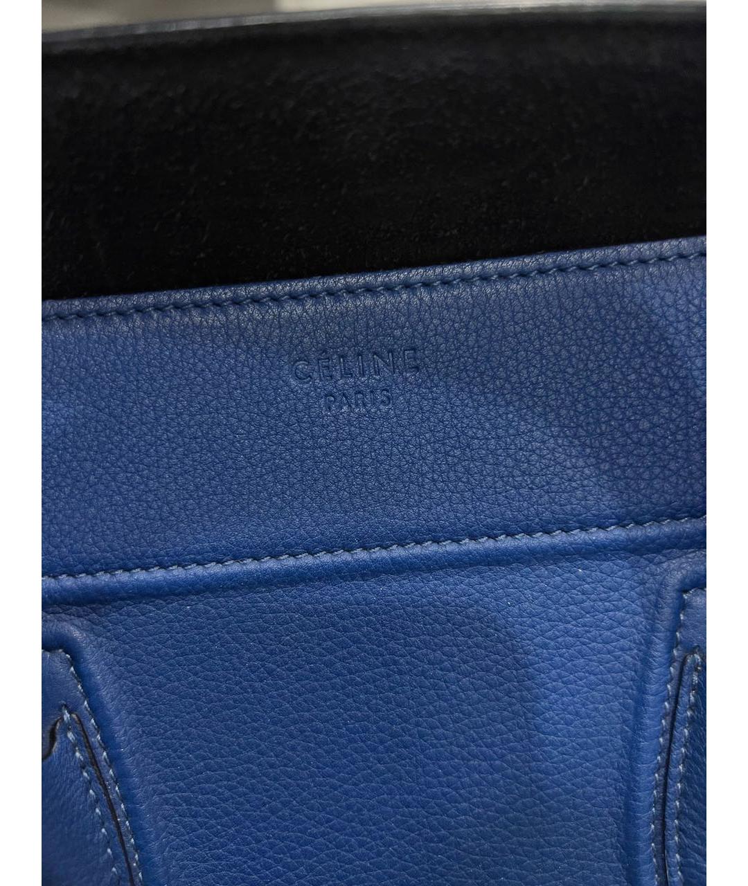 CELINE Темно-синяя кожаная сумка тоут, фото 7