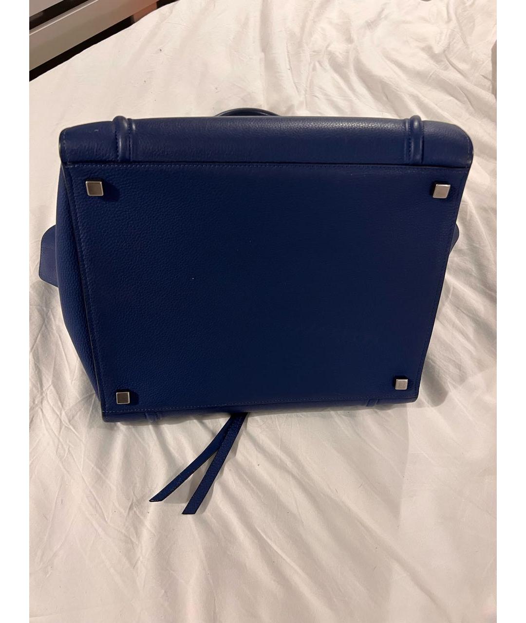 CELINE Темно-синяя кожаная сумка тоут, фото 6