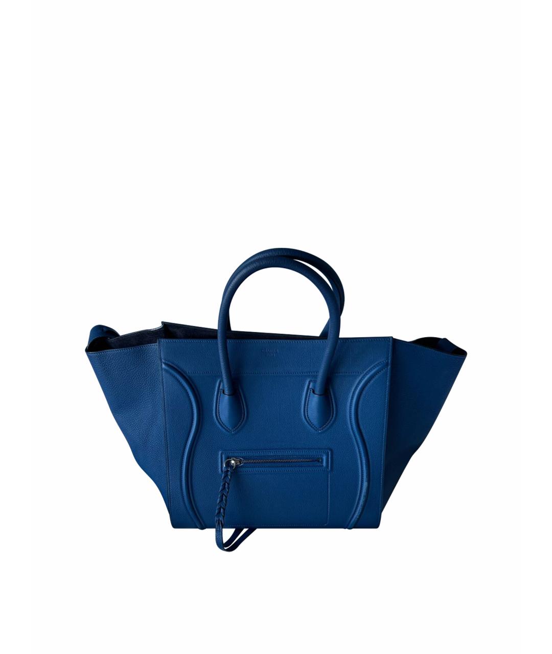 CELINE Темно-синяя кожаная сумка тоут, фото 1