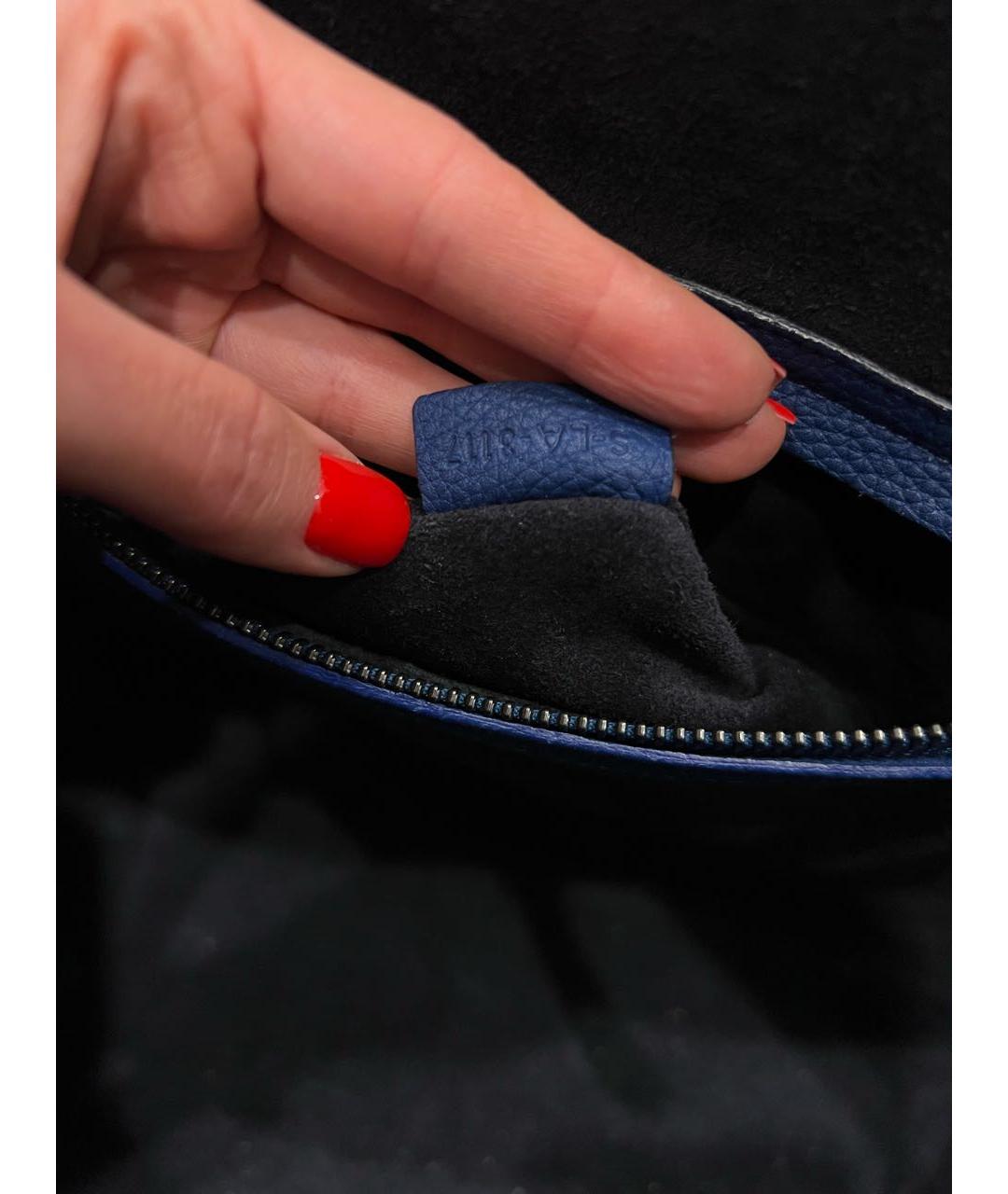 CELINE Темно-синяя кожаная сумка тоут, фото 5