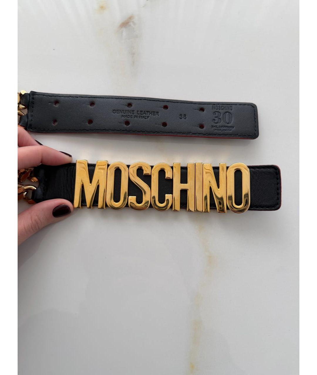 MOSCHINO Черный кожаный ремень, фото 2