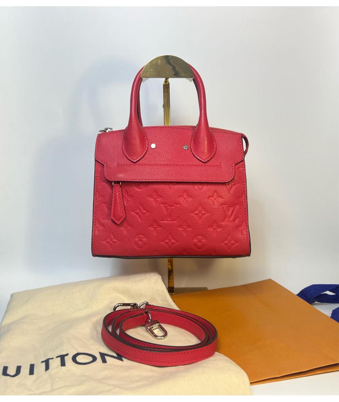 LOUIS VUITTON Красная кожаная сумка с короткими ручками, фото 9