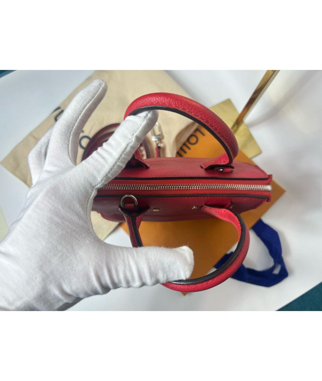 LOUIS VUITTON Красная кожаная сумка с короткими ручками, фото 3