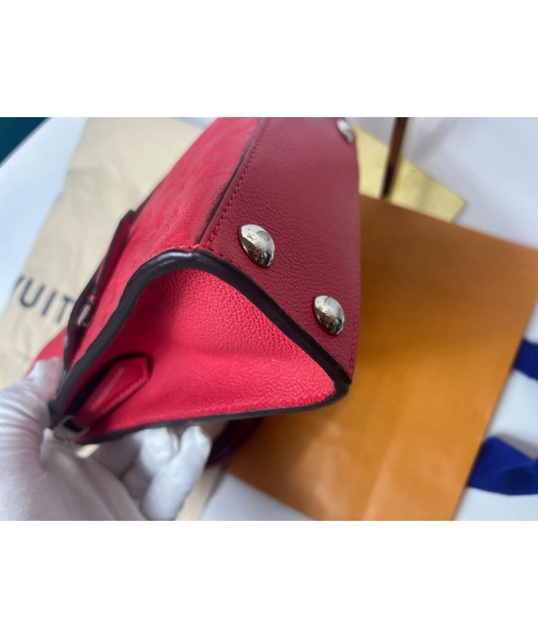 LOUIS VUITTON Красная кожаная сумка с короткими ручками, фото 4
