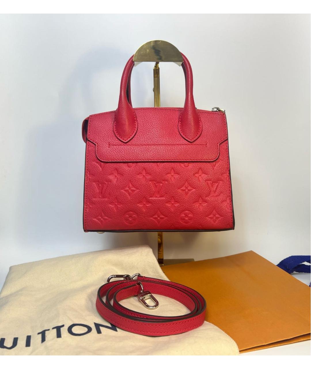 LOUIS VUITTON Красная кожаная сумка с короткими ручками, фото 2