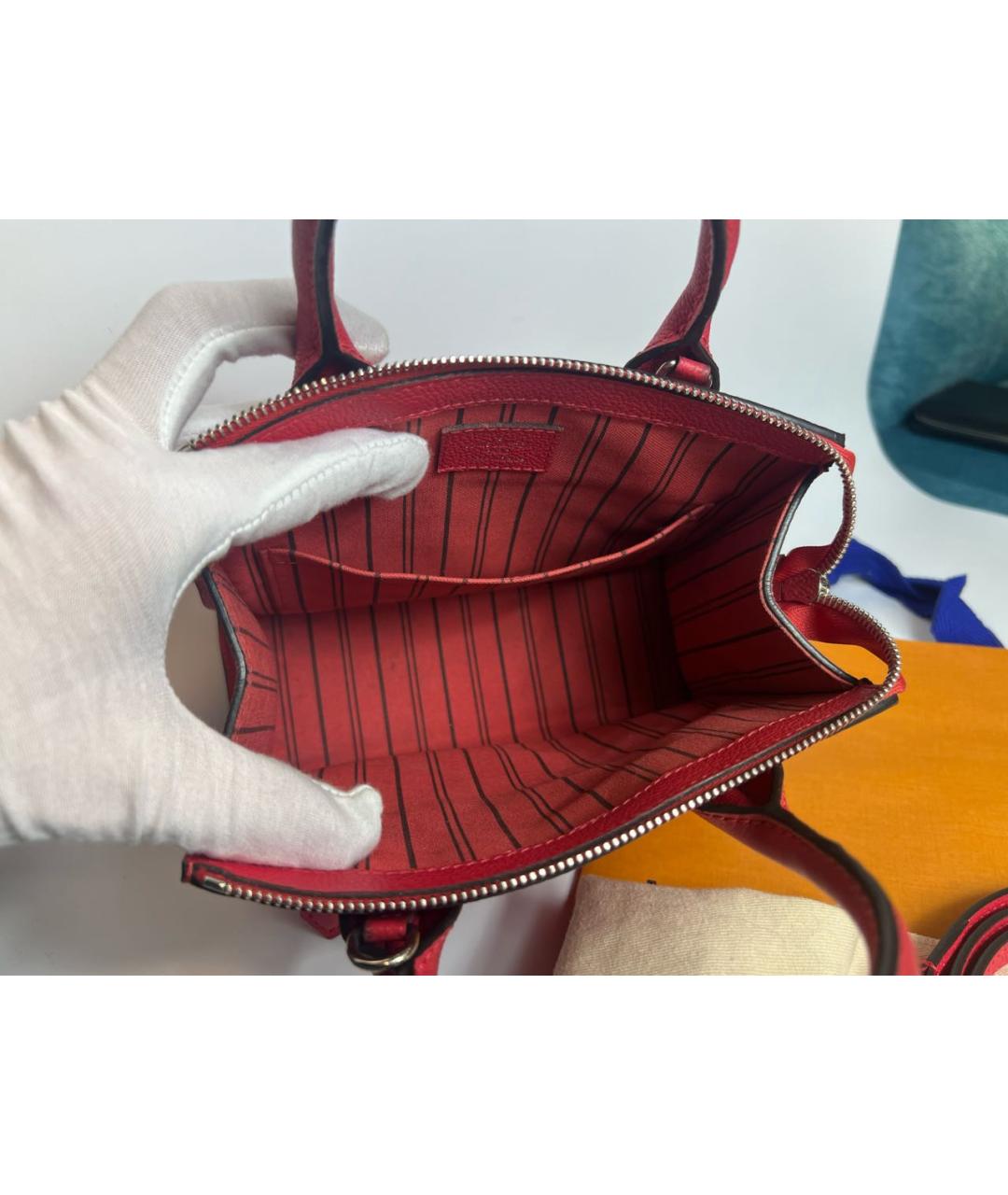 LOUIS VUITTON Красная кожаная сумка с короткими ручками, фото 6