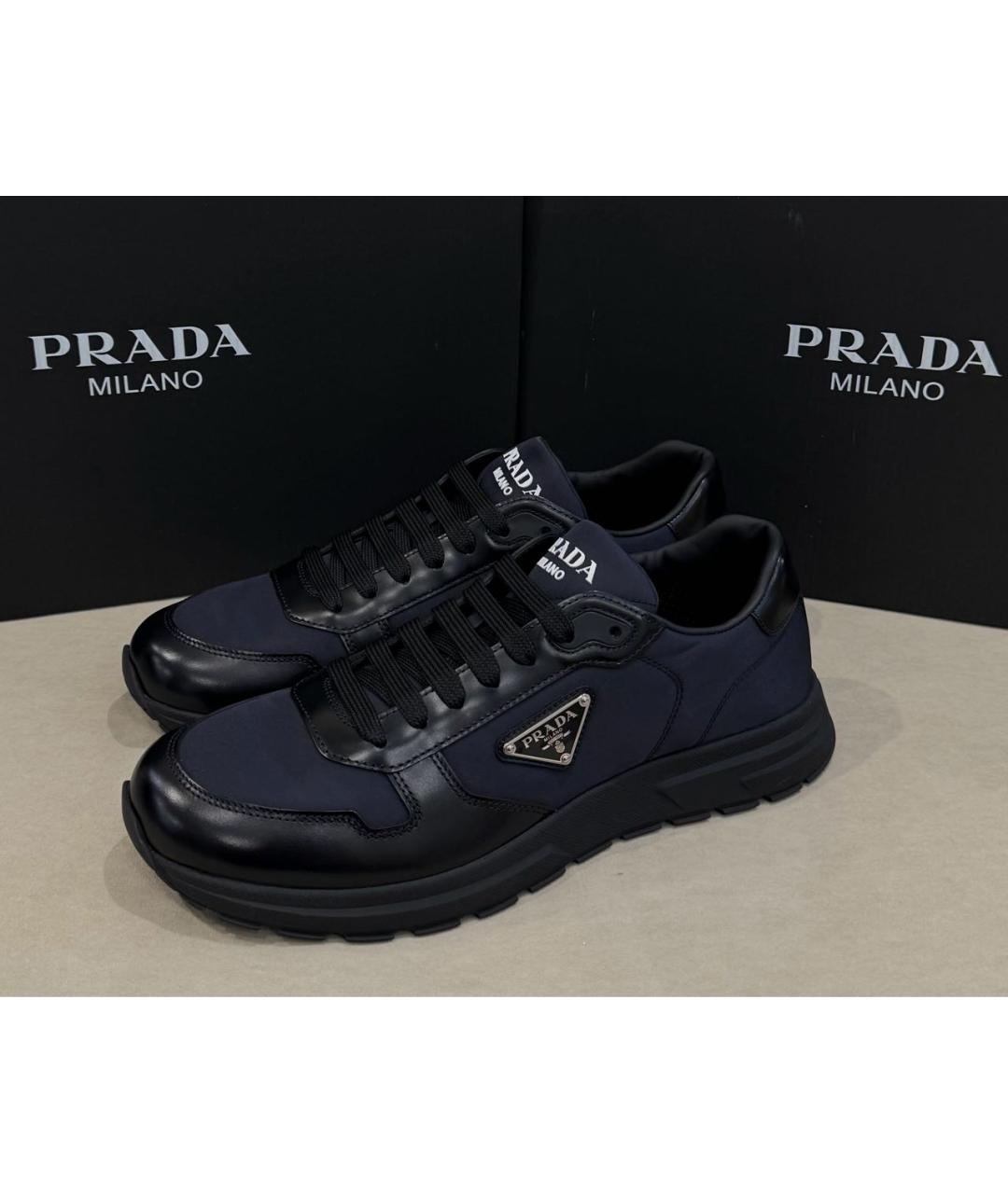 PRADA Темно-синие низкие кроссовки / кеды, фото 6