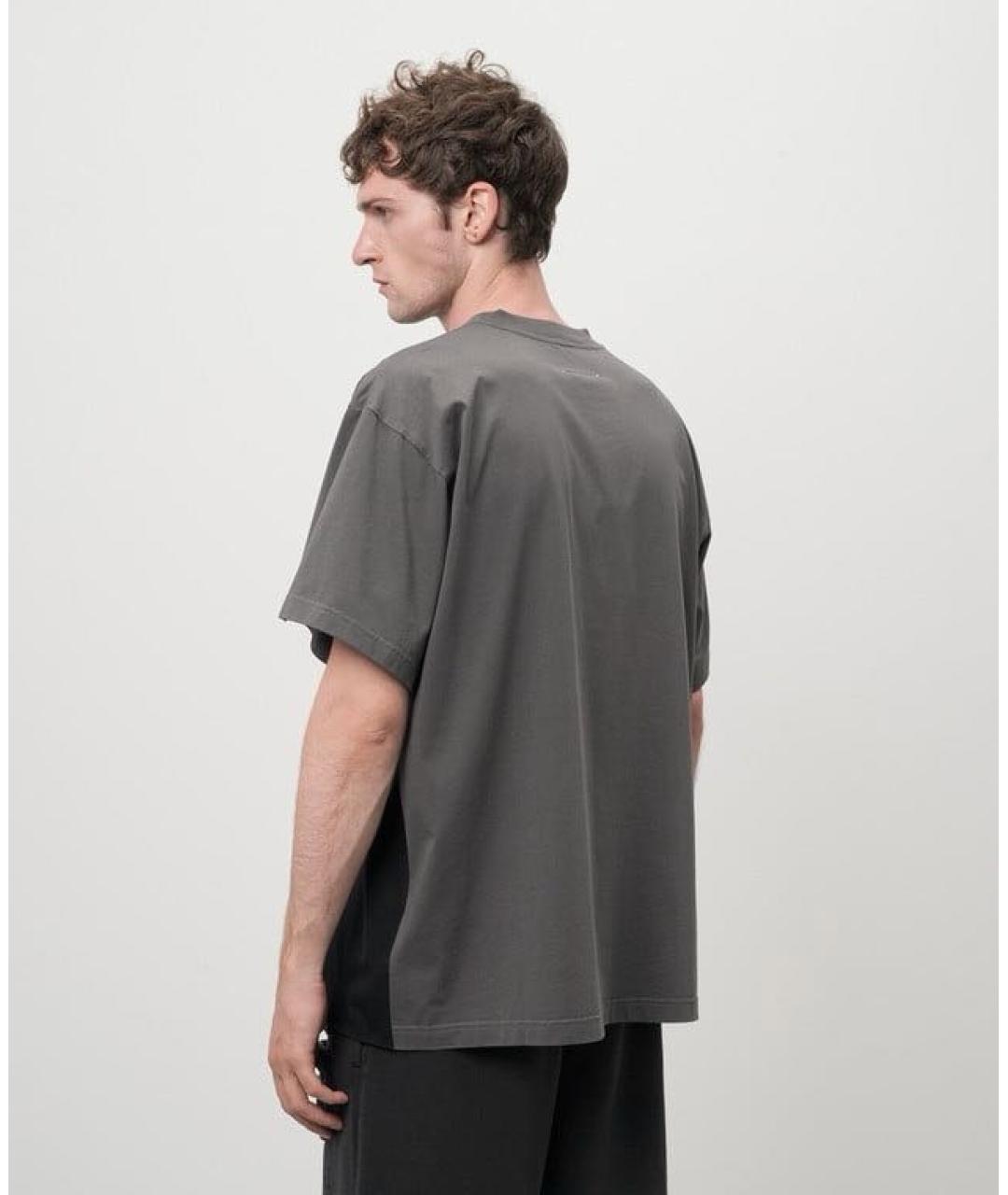 MM6 MAISON MARGIELA Серая хлопковая футболка, фото 5