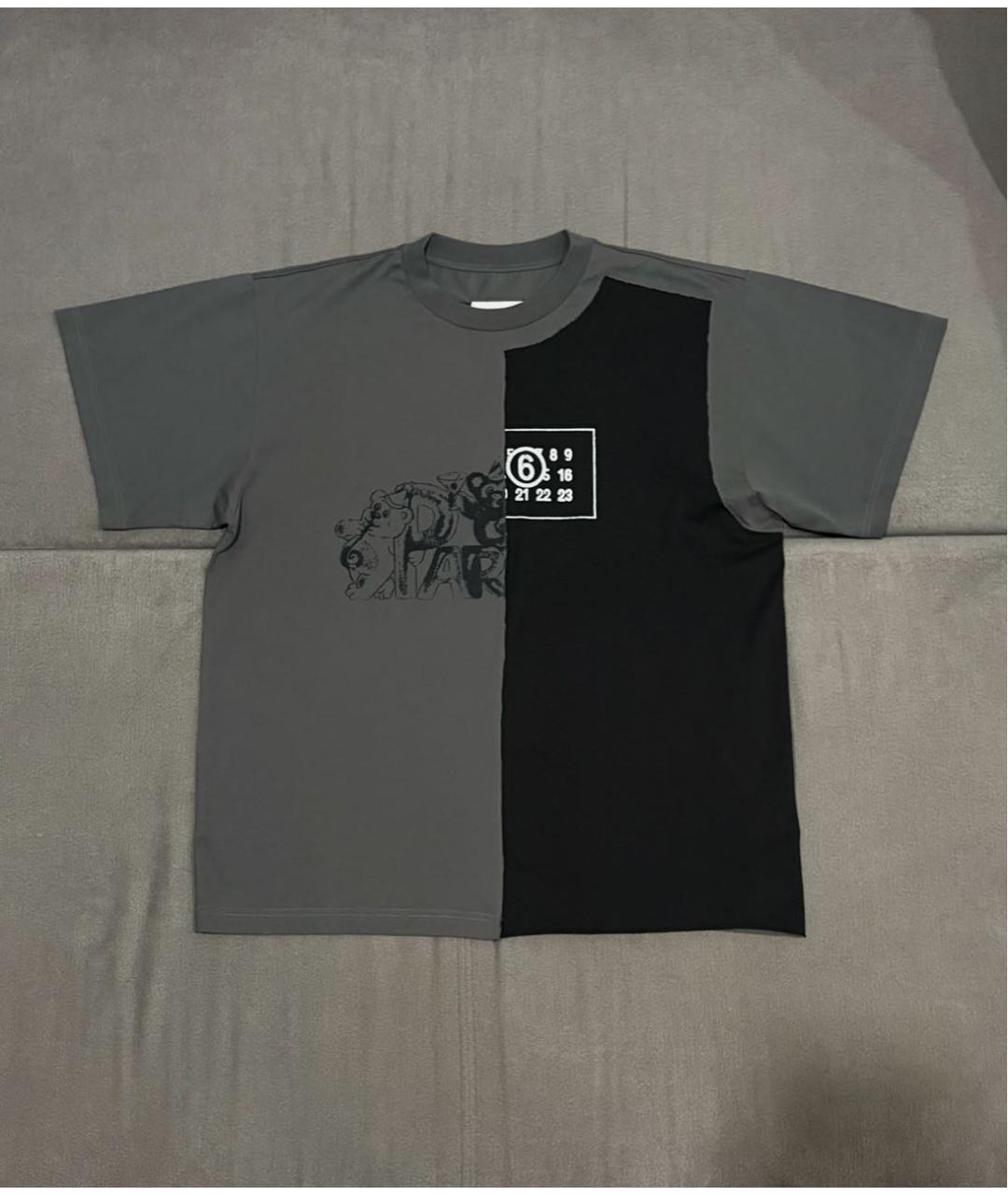 MM6 MAISON MARGIELA Серая хлопковая футболка, фото 2