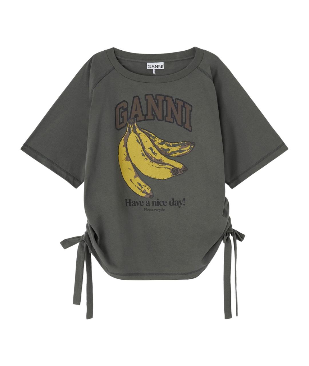 GANNI Серая хлопковая футболка, фото 1