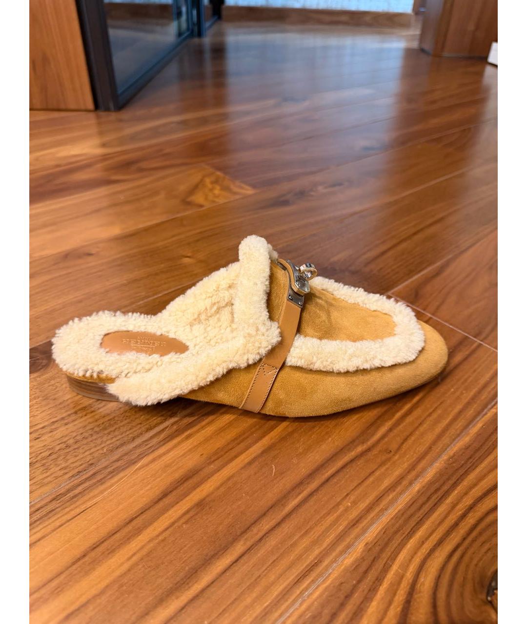 HERMES Коричневые замшевые мюли, фото 5