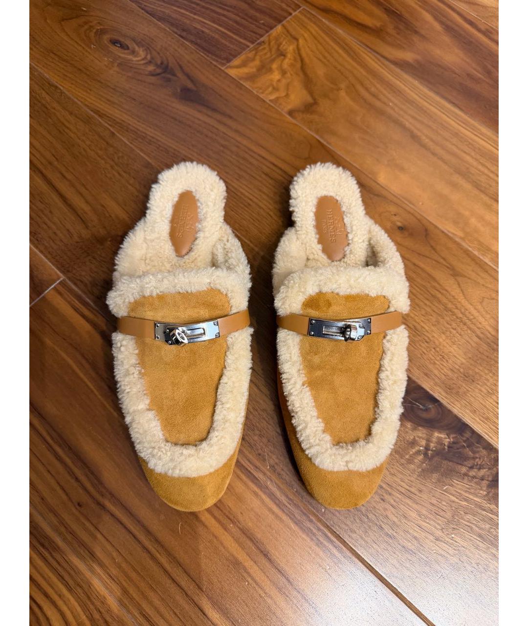 HERMES Коричневые замшевые мюли, фото 2