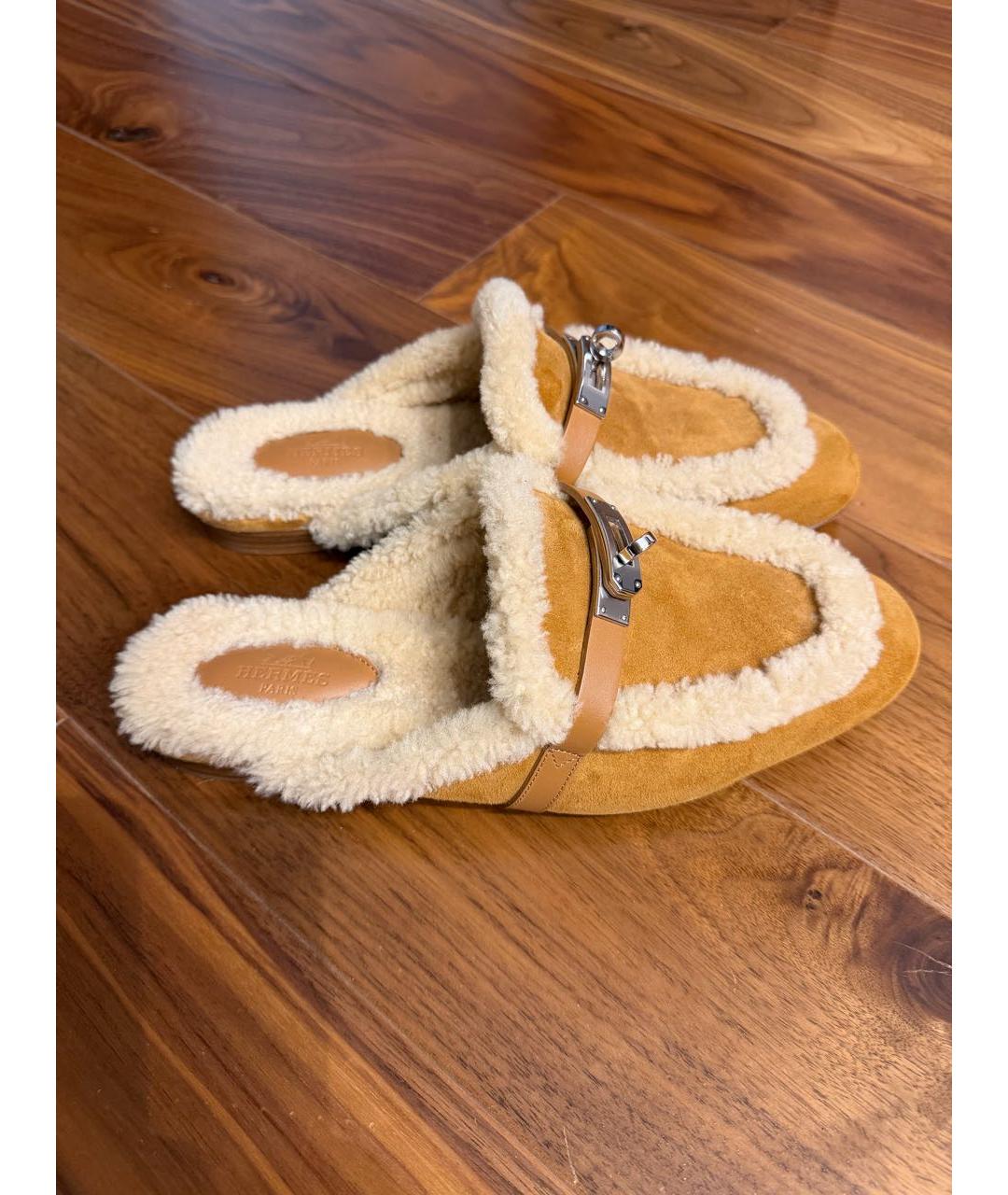 HERMES Коричневые замшевые мюли, фото 4