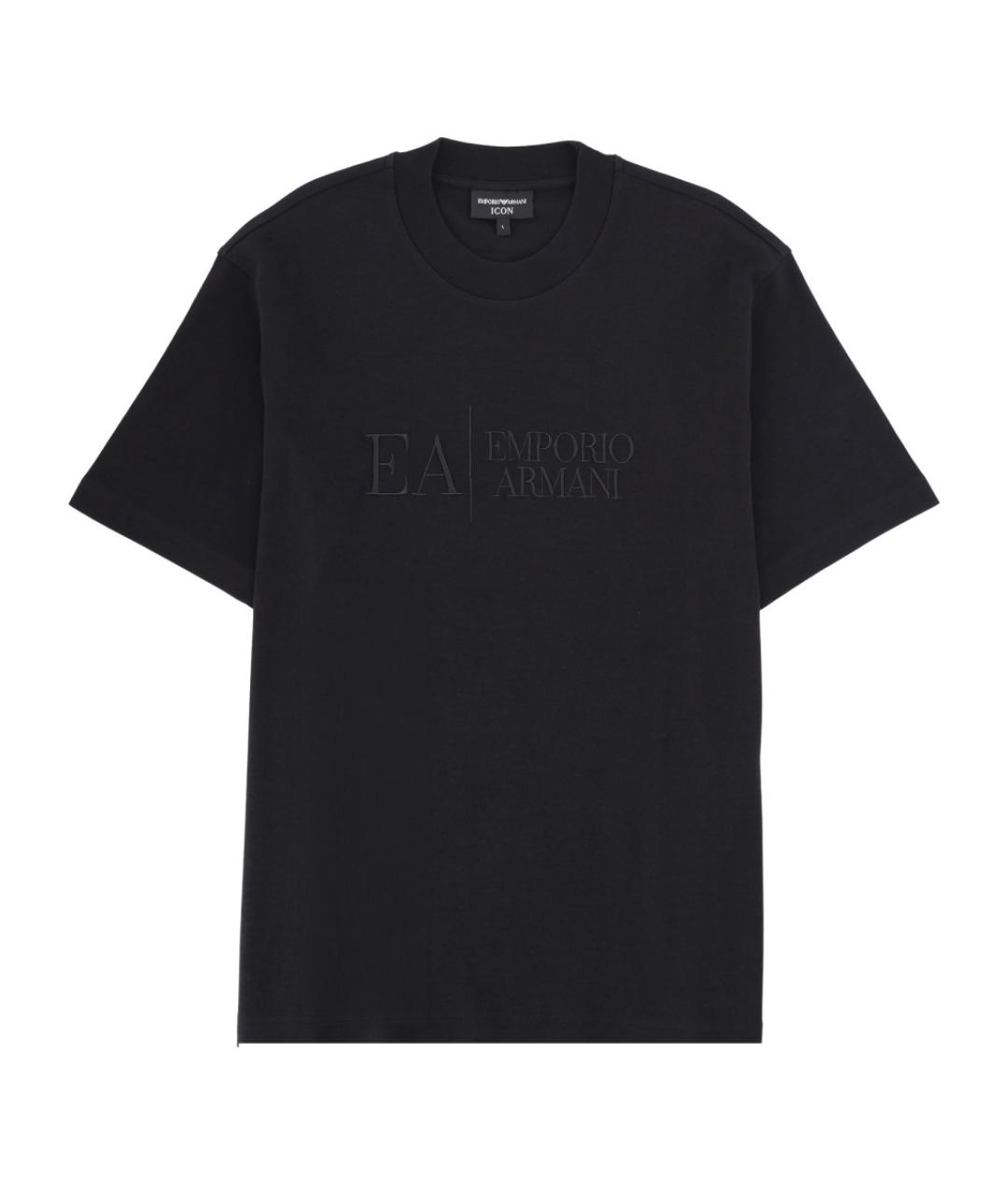 EMPORIO ARMANI Черная хлопковая футболка, фото 1