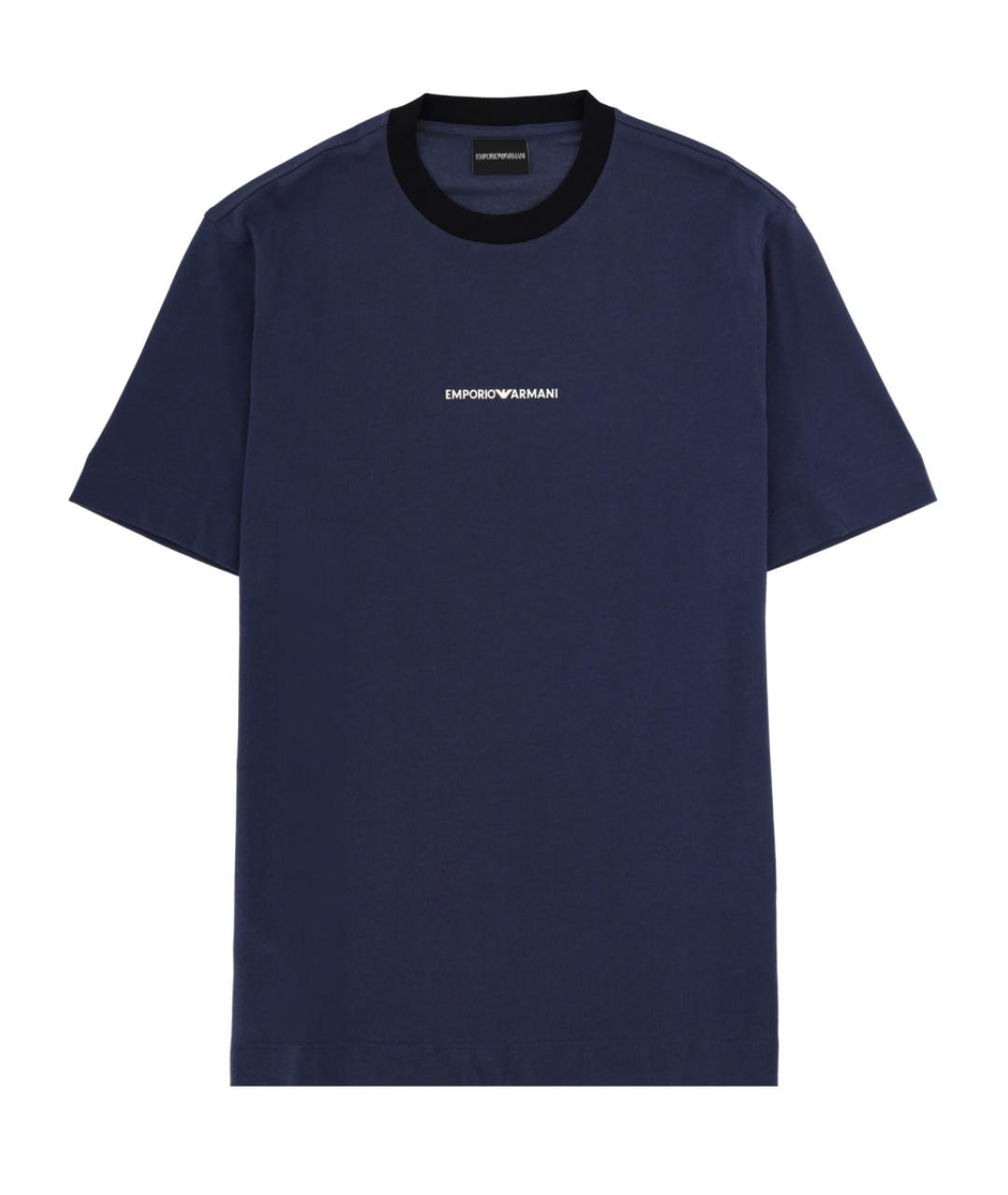 EMPORIO ARMANI Синяя хлопковая футболка, фото 1