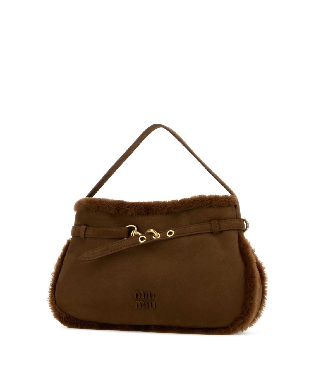 MIU MIU Коричневая кожаная сумка с короткими ручками, фото 2