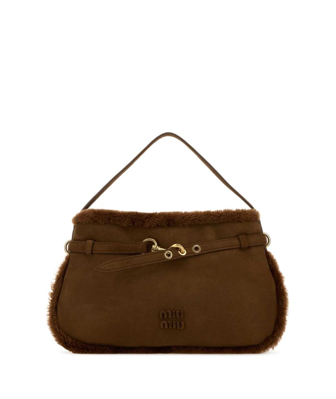 MIU MIU Коричневая кожаная сумка с короткими ручками, фото 1