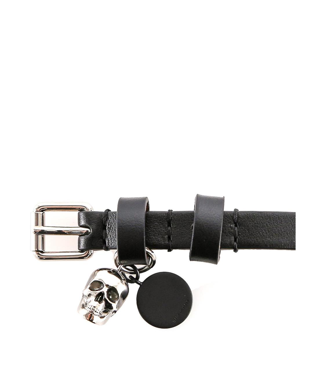 ALEXANDER MCQUEEN Черный кожаный браслет, фото 3