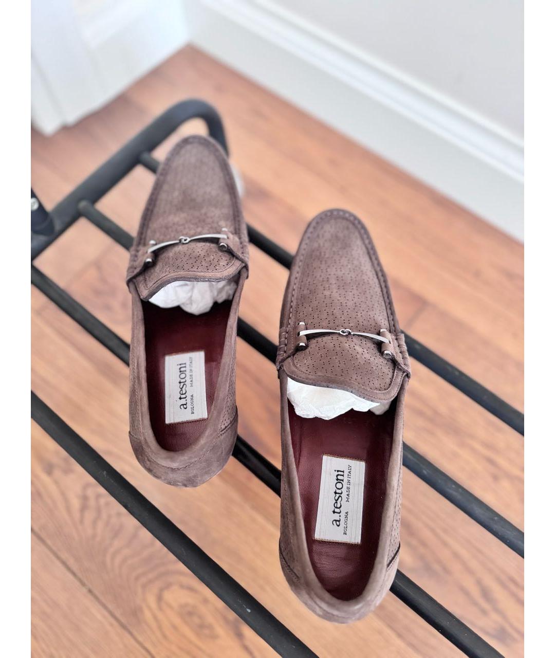 TESTONI Коричневые замшевые лоферы, фото 3