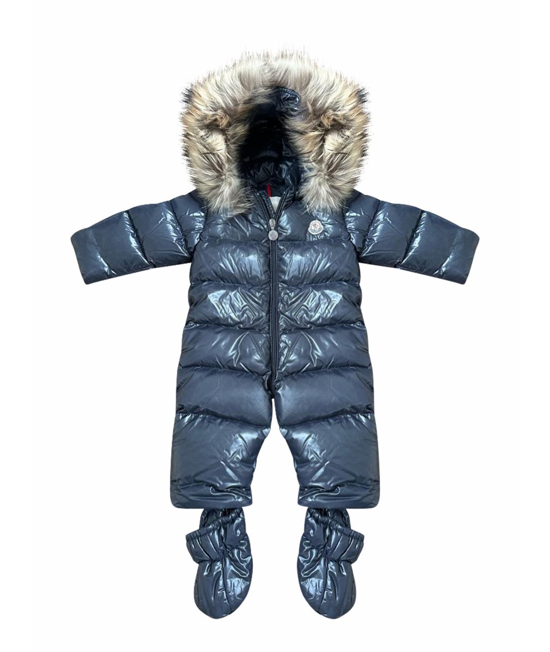 MONCLER KIDS Темно-синий синтетический комбинезон, фото 1