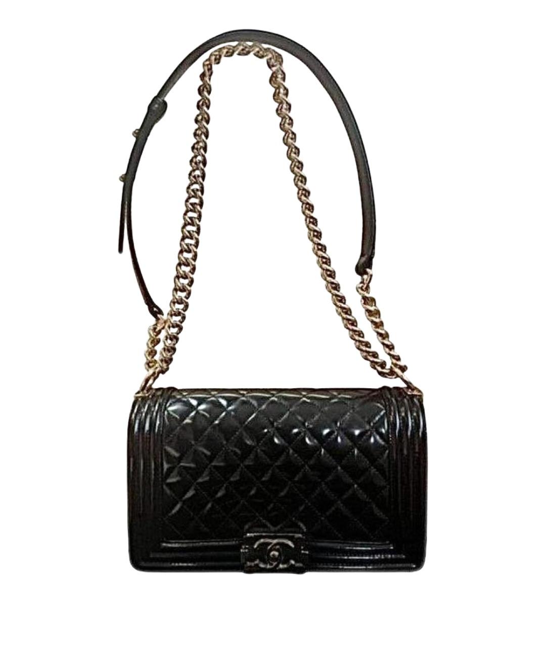 CHANEL Черная сумка через плечо из лакированной кожи, фото 1