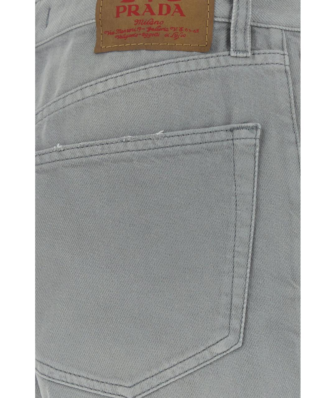 PRADA Серые хлопковые прямые джинсы, фото 3