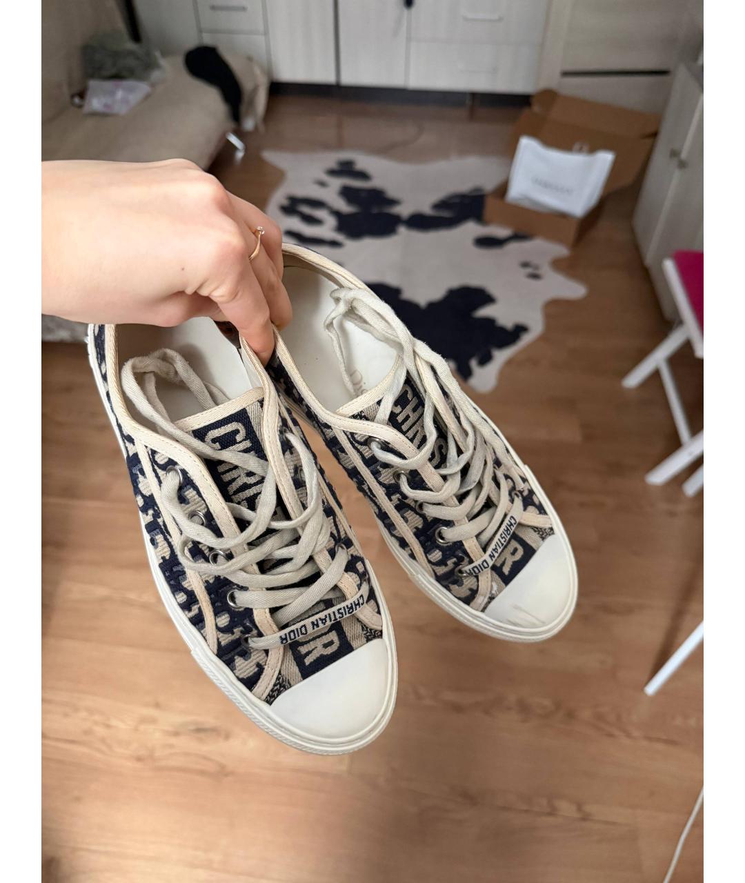 CHRISTIAN DIOR Синие текстильные кеды, фото 3