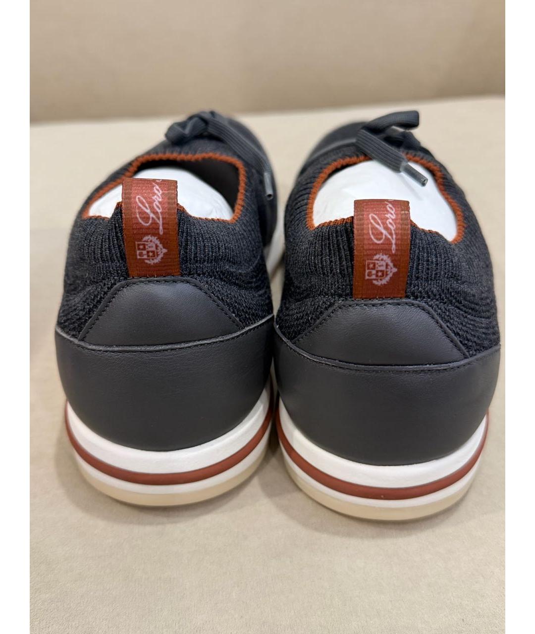 LORO PIANA Антрацитовые текстильные низкие кроссовки / кеды, фото 4