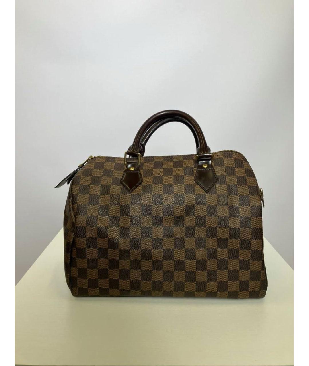 LOUIS VUITTON Коричневая кожаная сумка с короткими ручками, фото 3