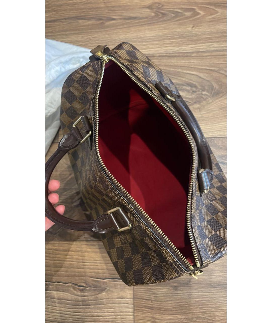 LOUIS VUITTON Коричневая кожаная сумка с короткими ручками, фото 7