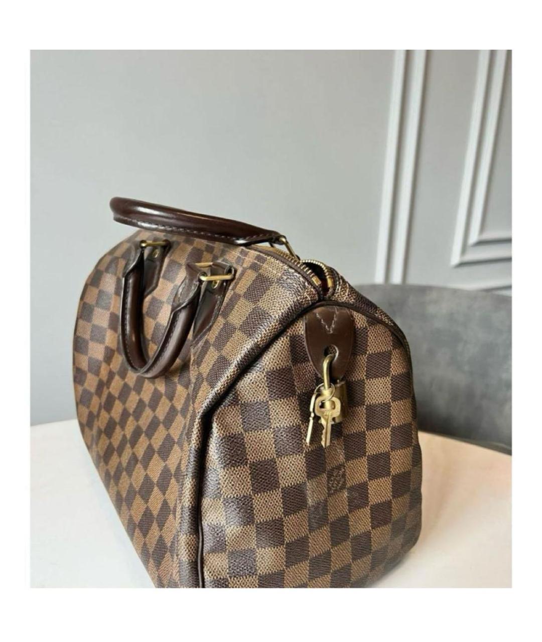 LOUIS VUITTON Коричневая кожаная сумка с короткими ручками, фото 2