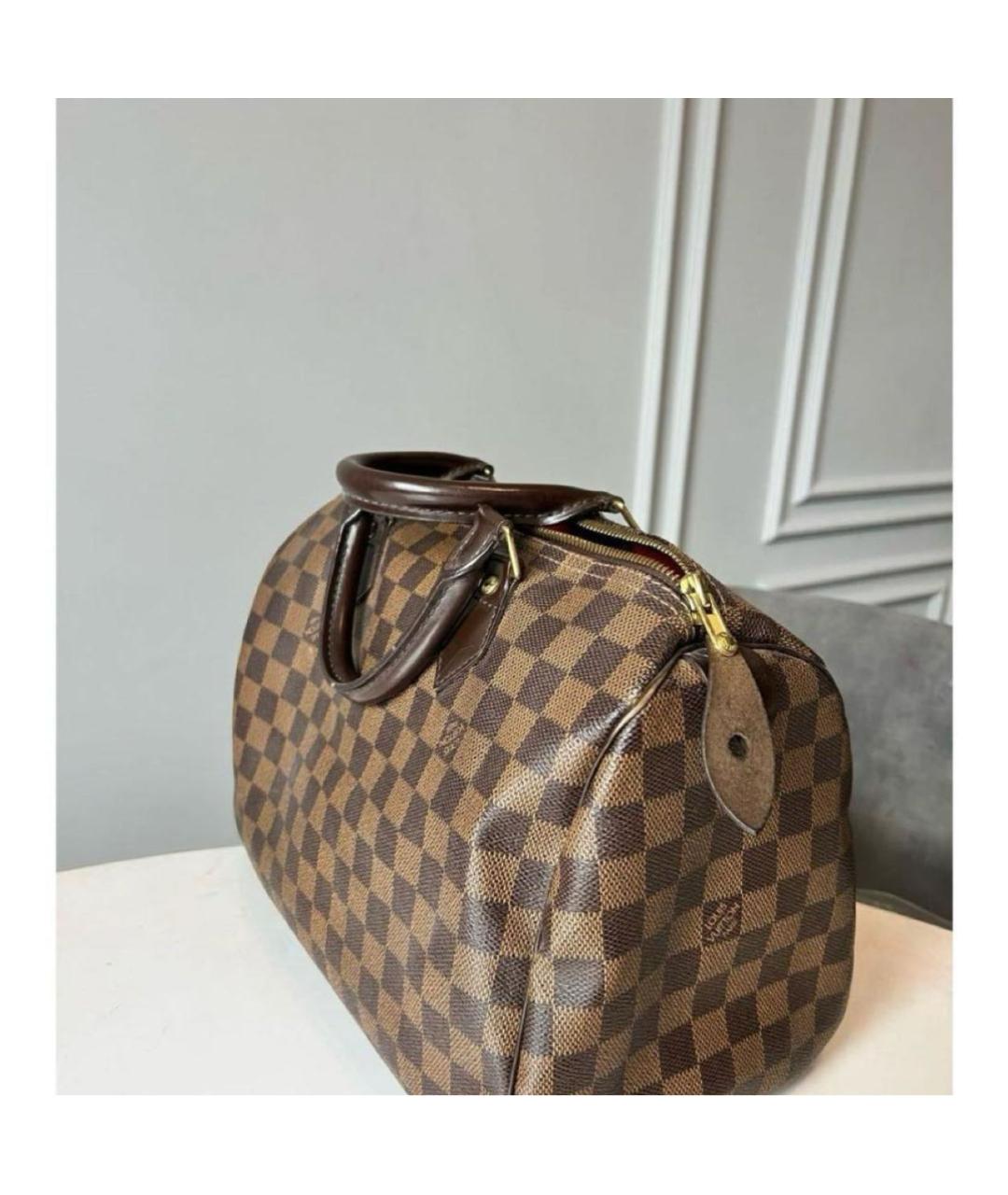 LOUIS VUITTON Коричневая кожаная сумка с короткими ручками, фото 5
