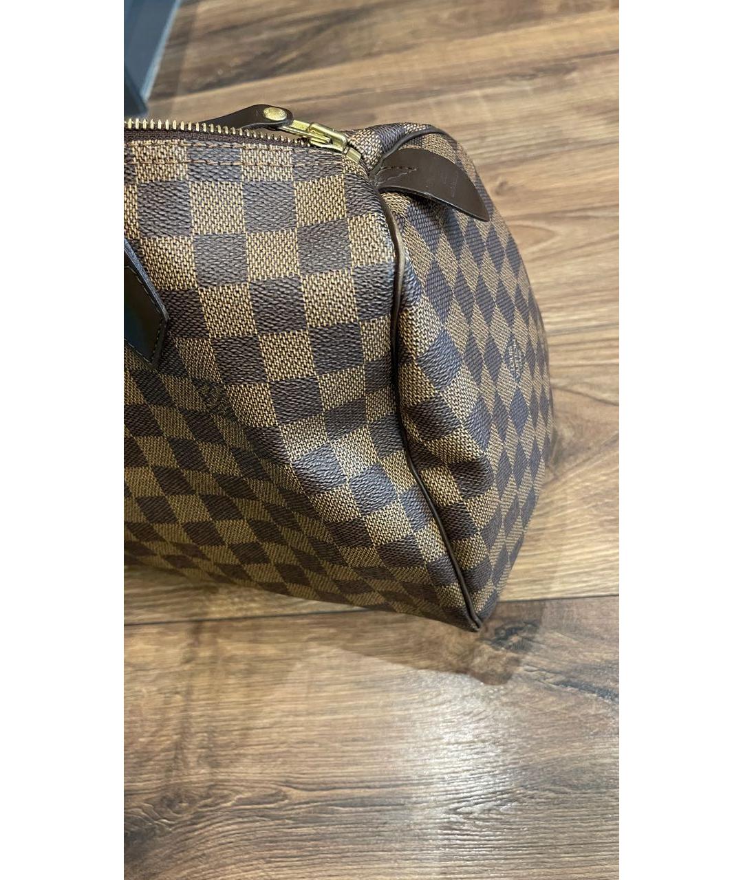 LOUIS VUITTON Коричневая кожаная сумка с короткими ручками, фото 6