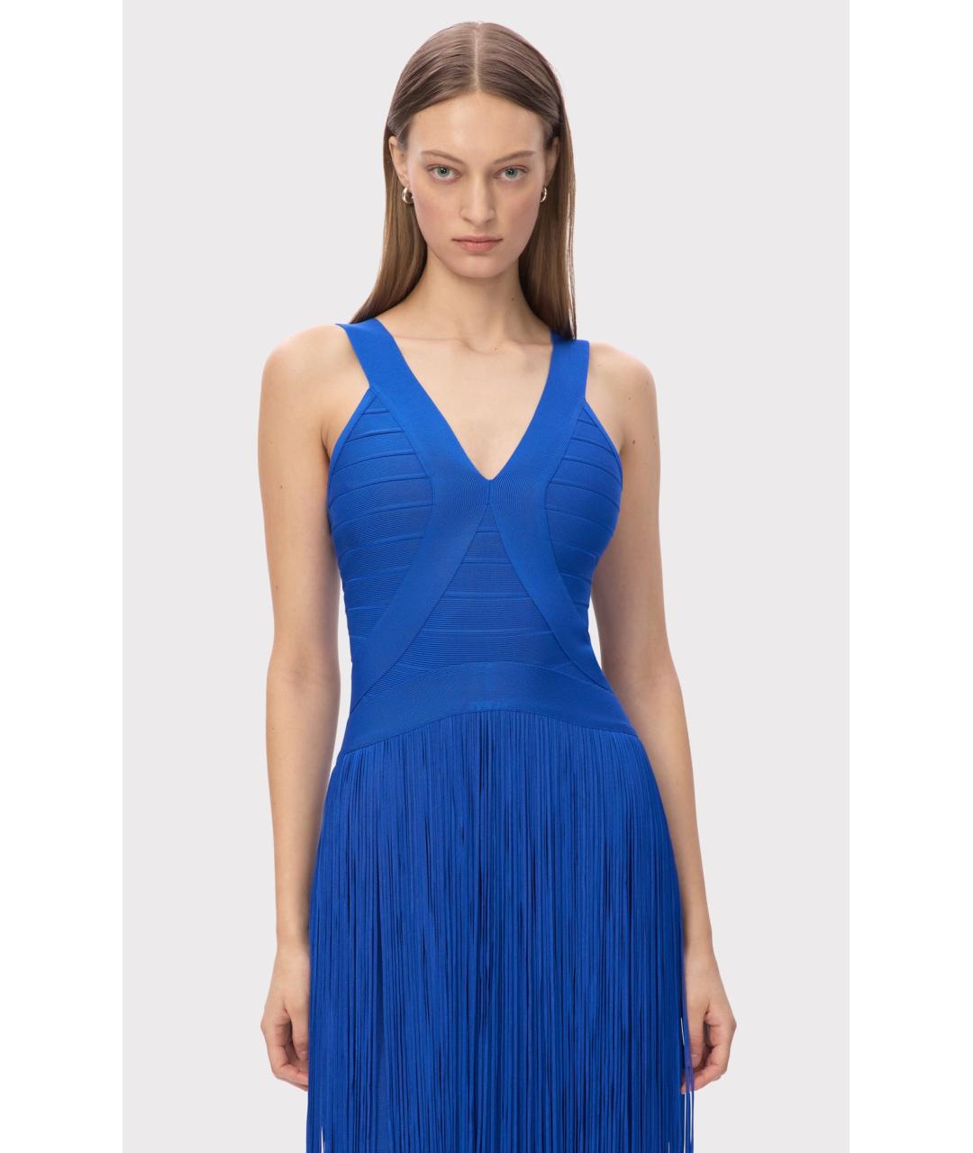 HERVE LEGER Синее коктейльное платье, фото 3