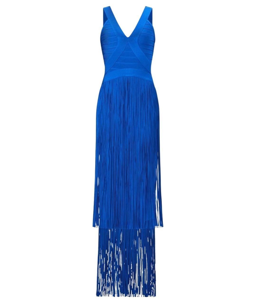 HERVE LEGER Синее коктейльное платье, фото 1