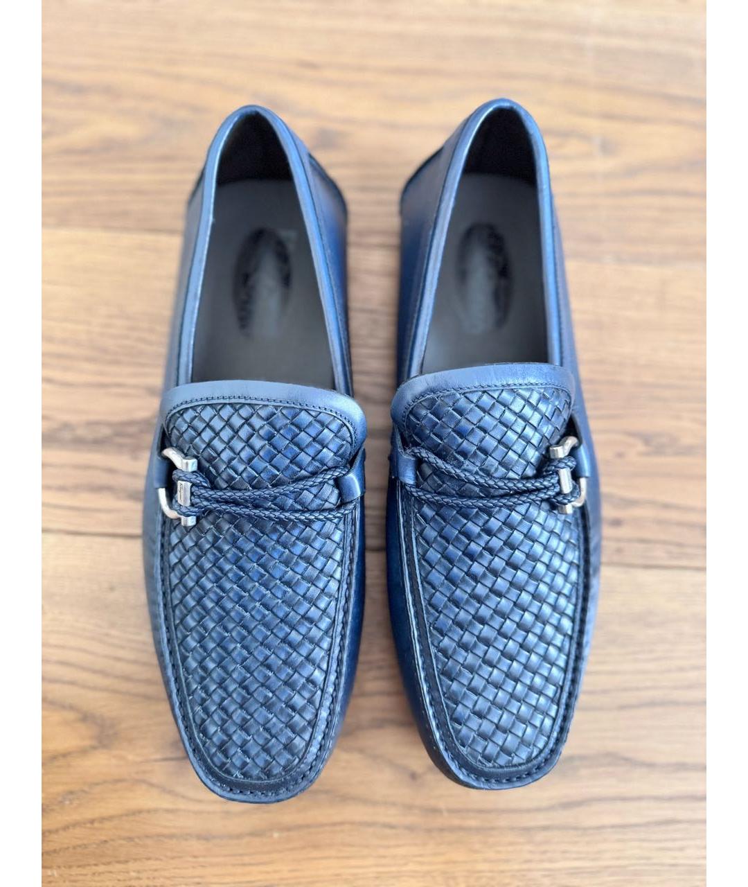 FERRAGAMO Темно-синие кожаные мокасины, фото 3