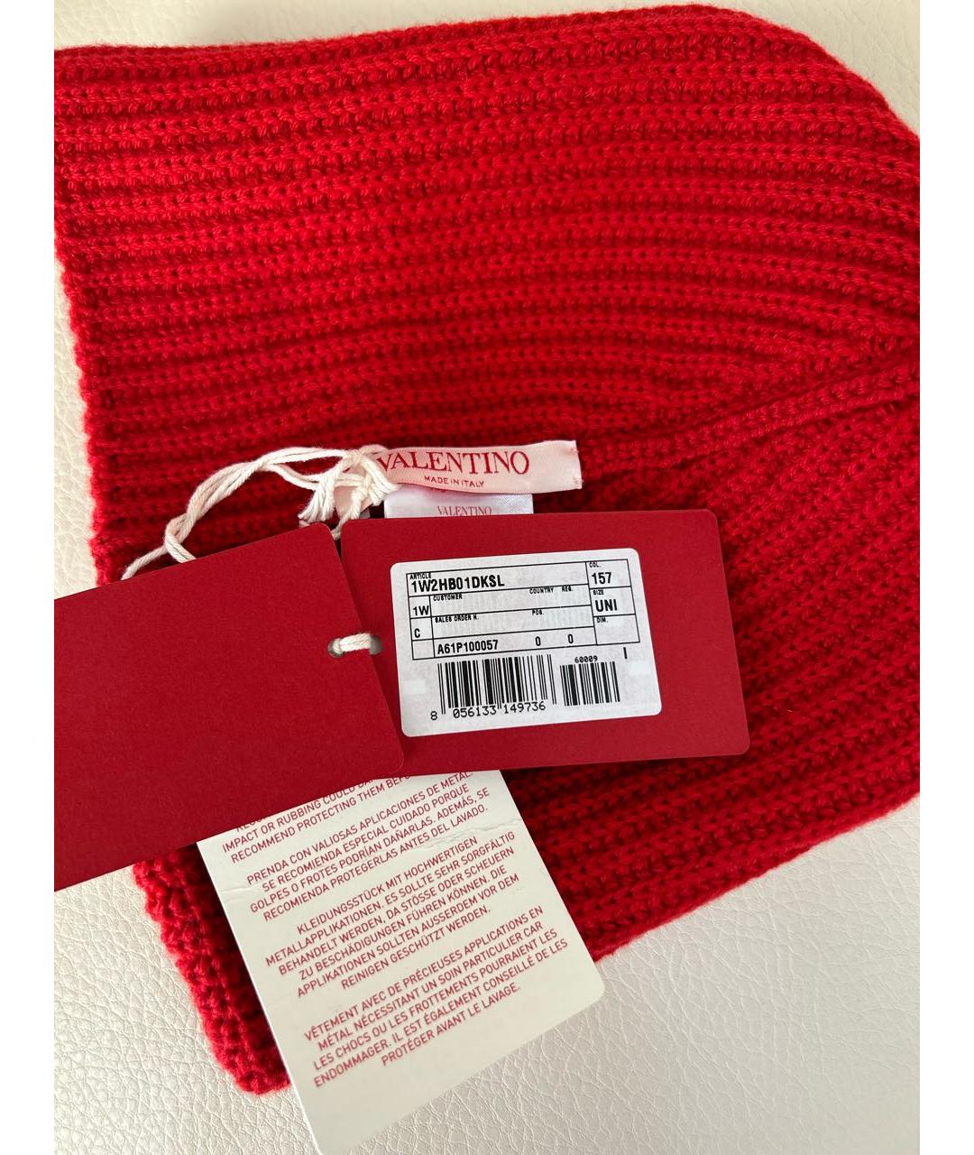 VALENTINO Красная кашемировая шапка, фото 7