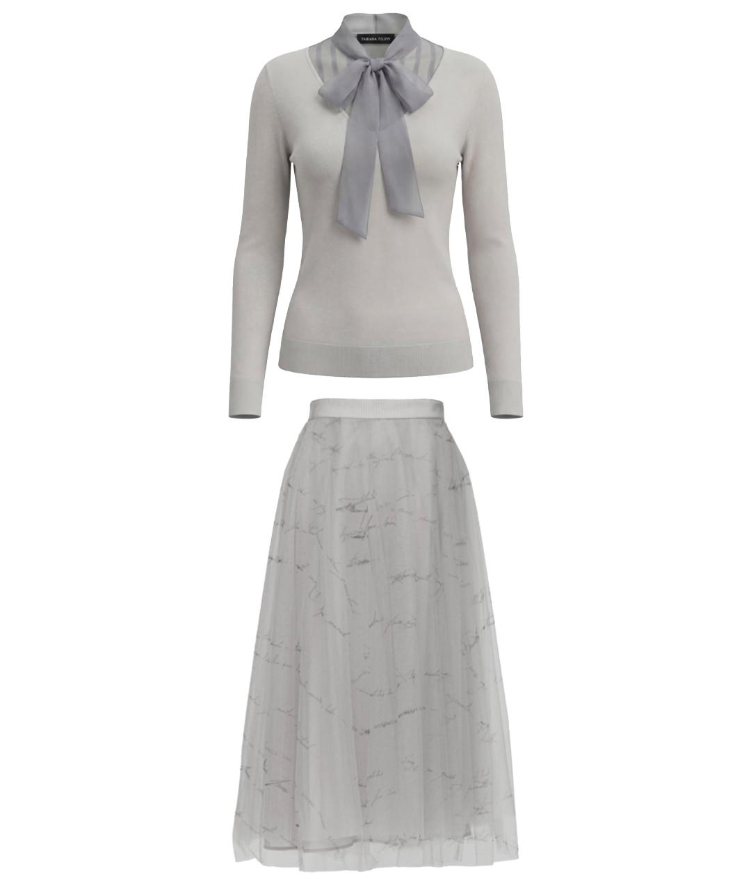 FABIANA FILIPPI Серый кашемировый костюм с юбками, фото 1